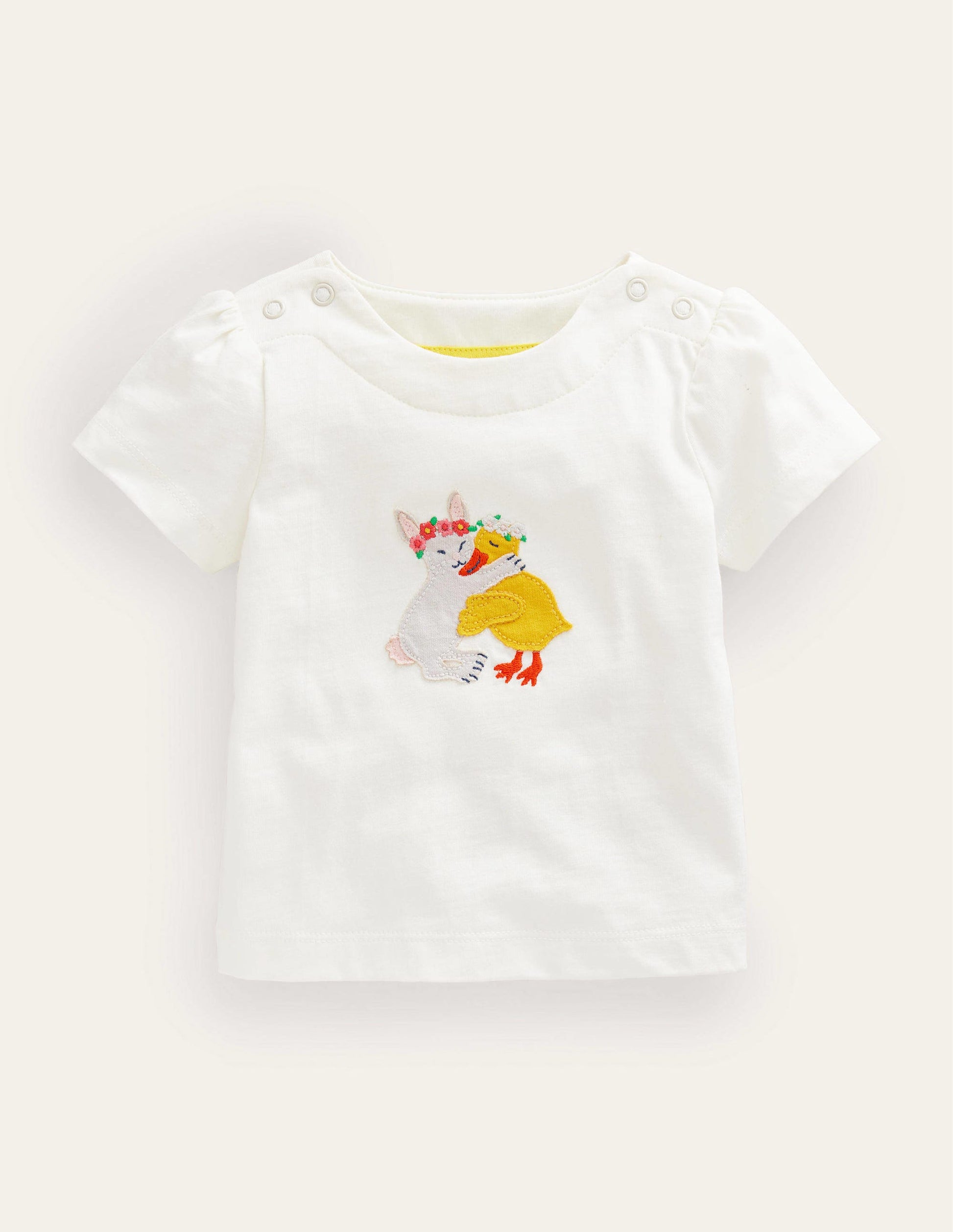 Süßes T-Shirt mit Applikation-Naturweiß, Küken-1