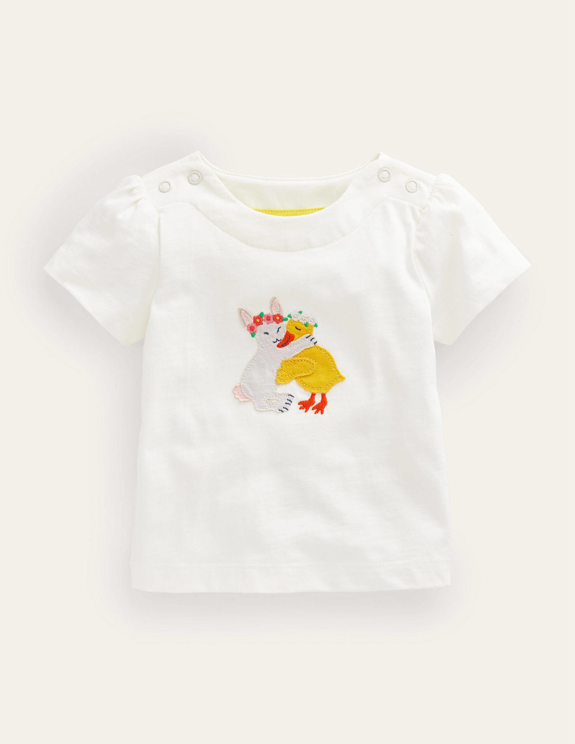 Süßes T-Shirt mit Applikation-Naturweiß, Küken - Image 1