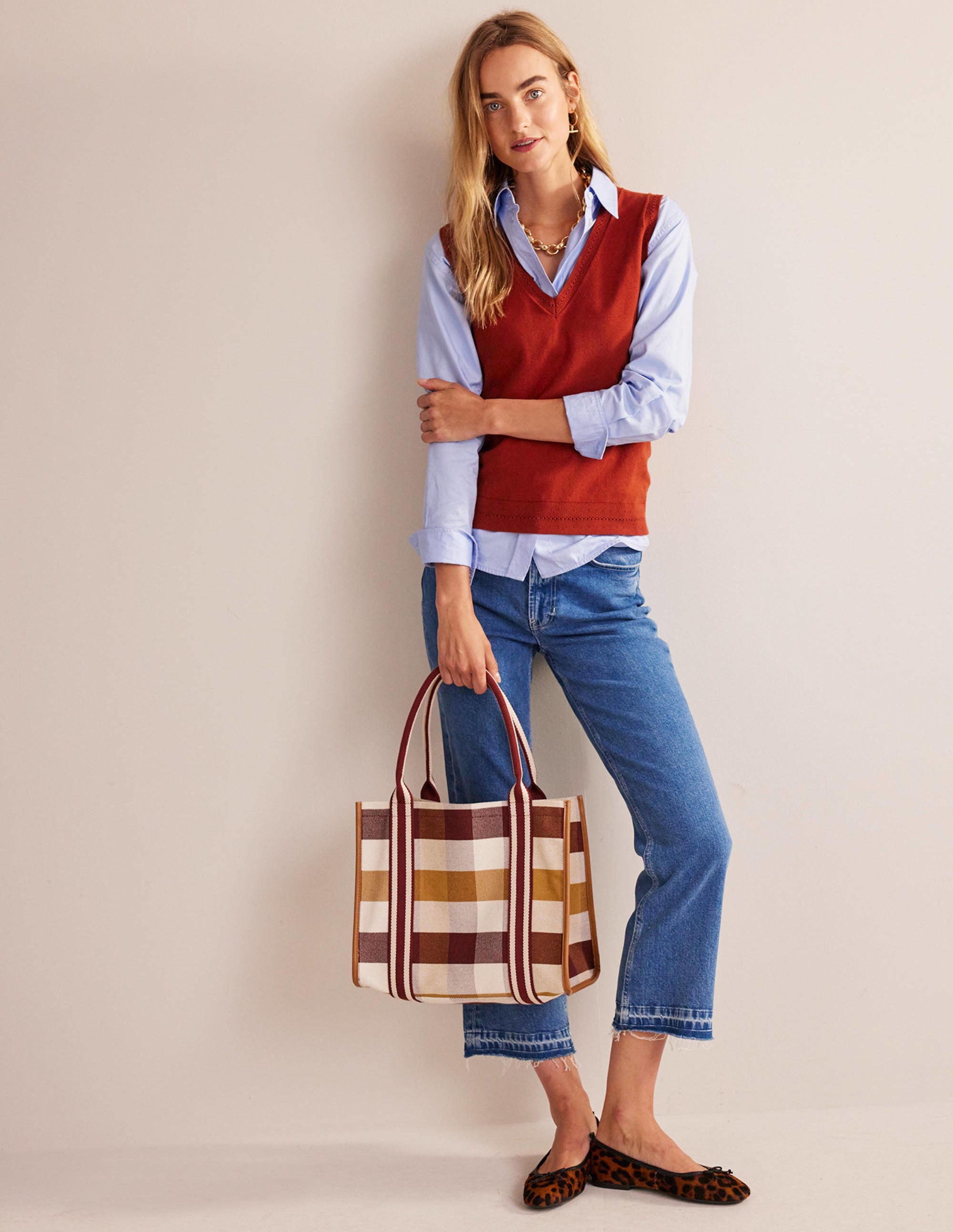 Tilda Canvas Tote Bag-Check - Image 1