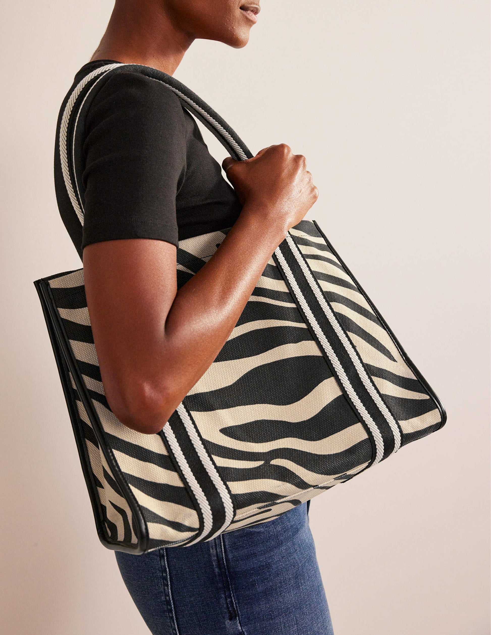 Sac cabas Tilda en toile-Tigre beige-1