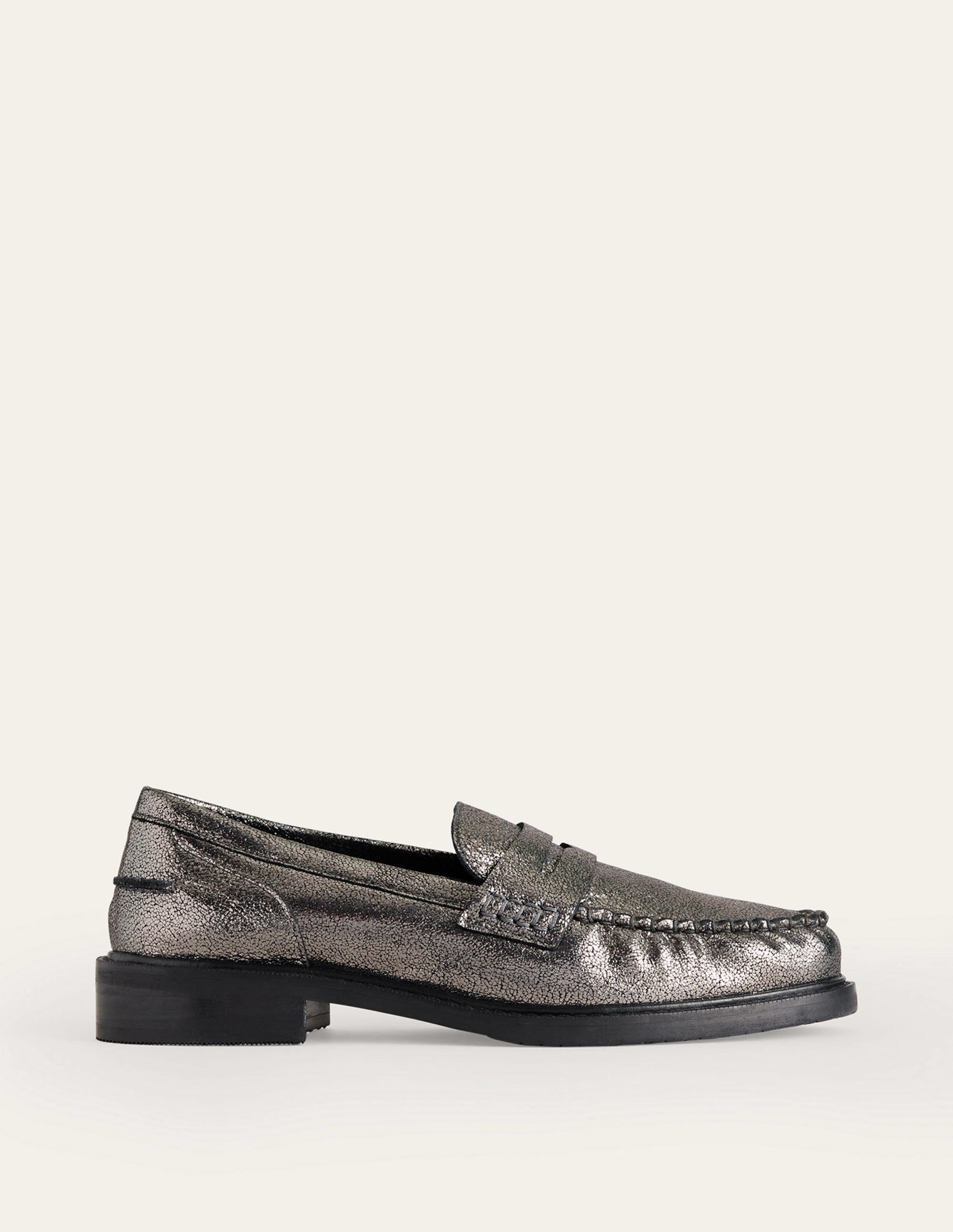 Klassische Mokassin-Loafer-Dunkelgrau Metallic-Leder - Image 2