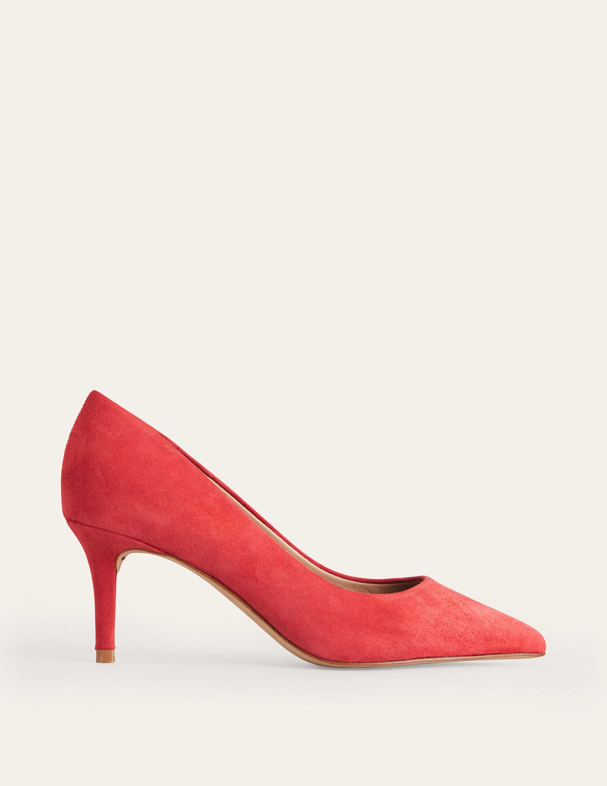 Lara Mid-Heeled Court Shoes-Hot Pepper Red Suede - Image 2
