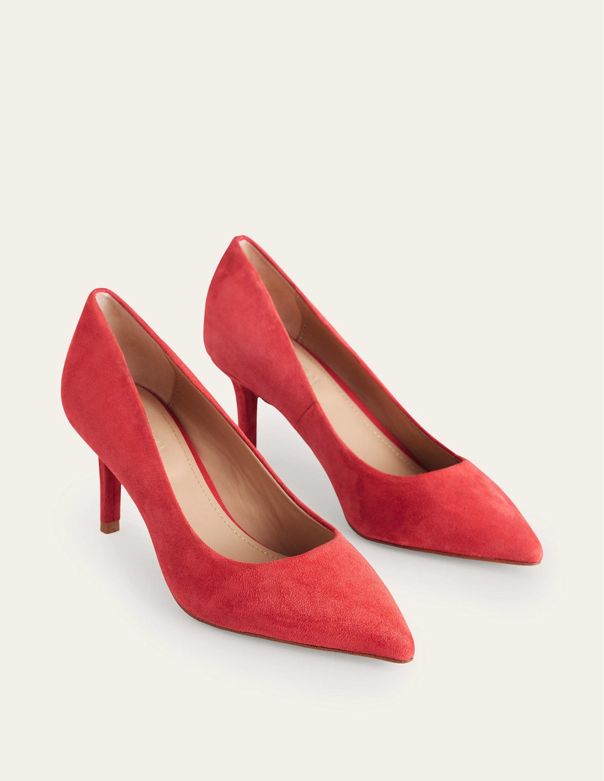 Lara Mid-Heeled Court Shoes-Hot Pepper Red Suede-3