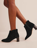 Velourslederstiefeletten-Schwarz