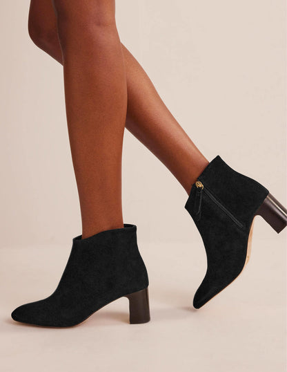 Velourslederstiefeletten-Schwarz