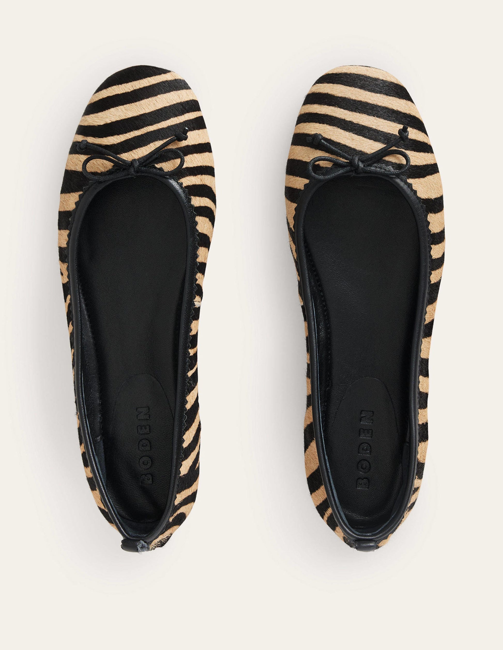 Kitty Ballerinas mit flexibler Sohle-Zebramuster Ponyhaar-5