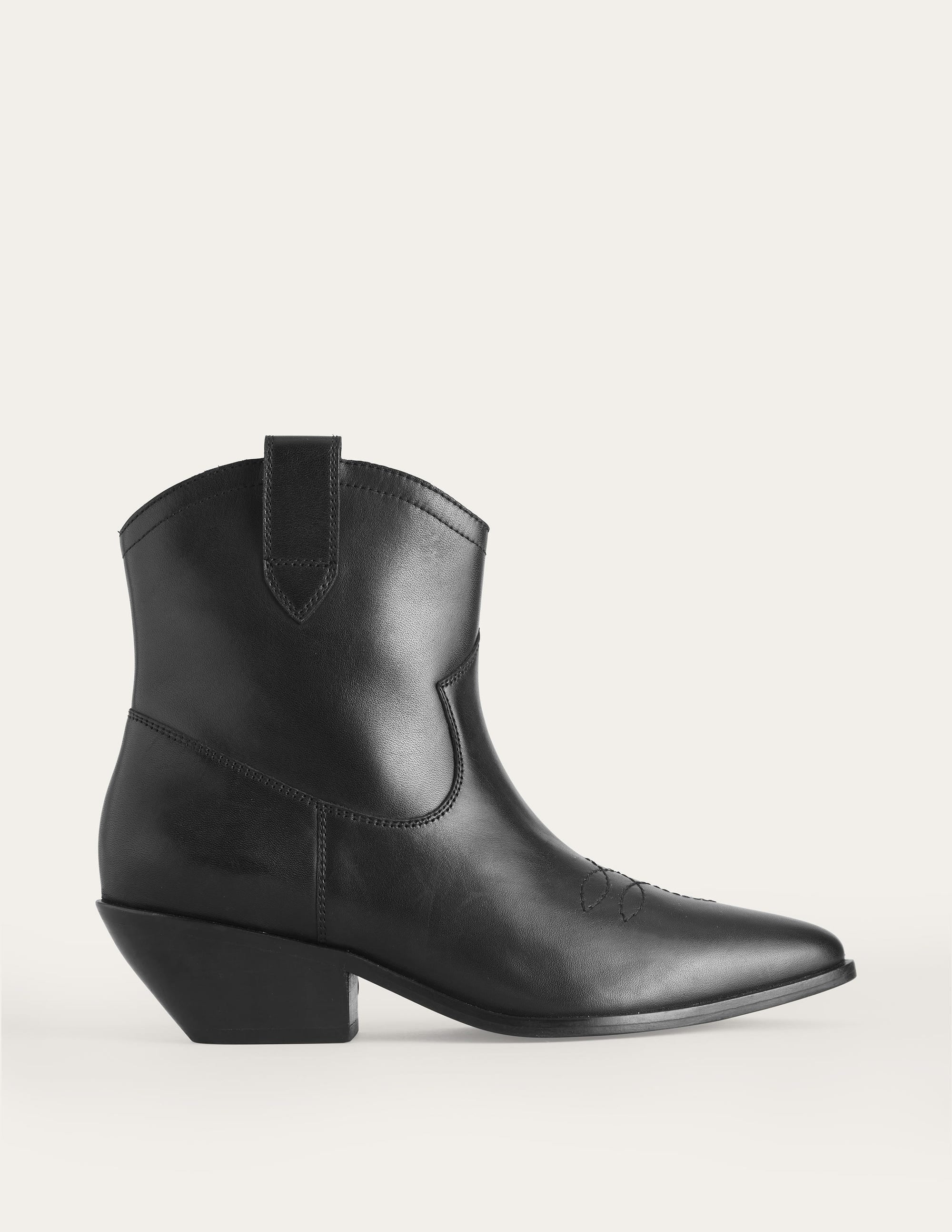 Western-Boots aus Veloursleder mit niedrigem Absatz-Schwarzes Leder - Image 2