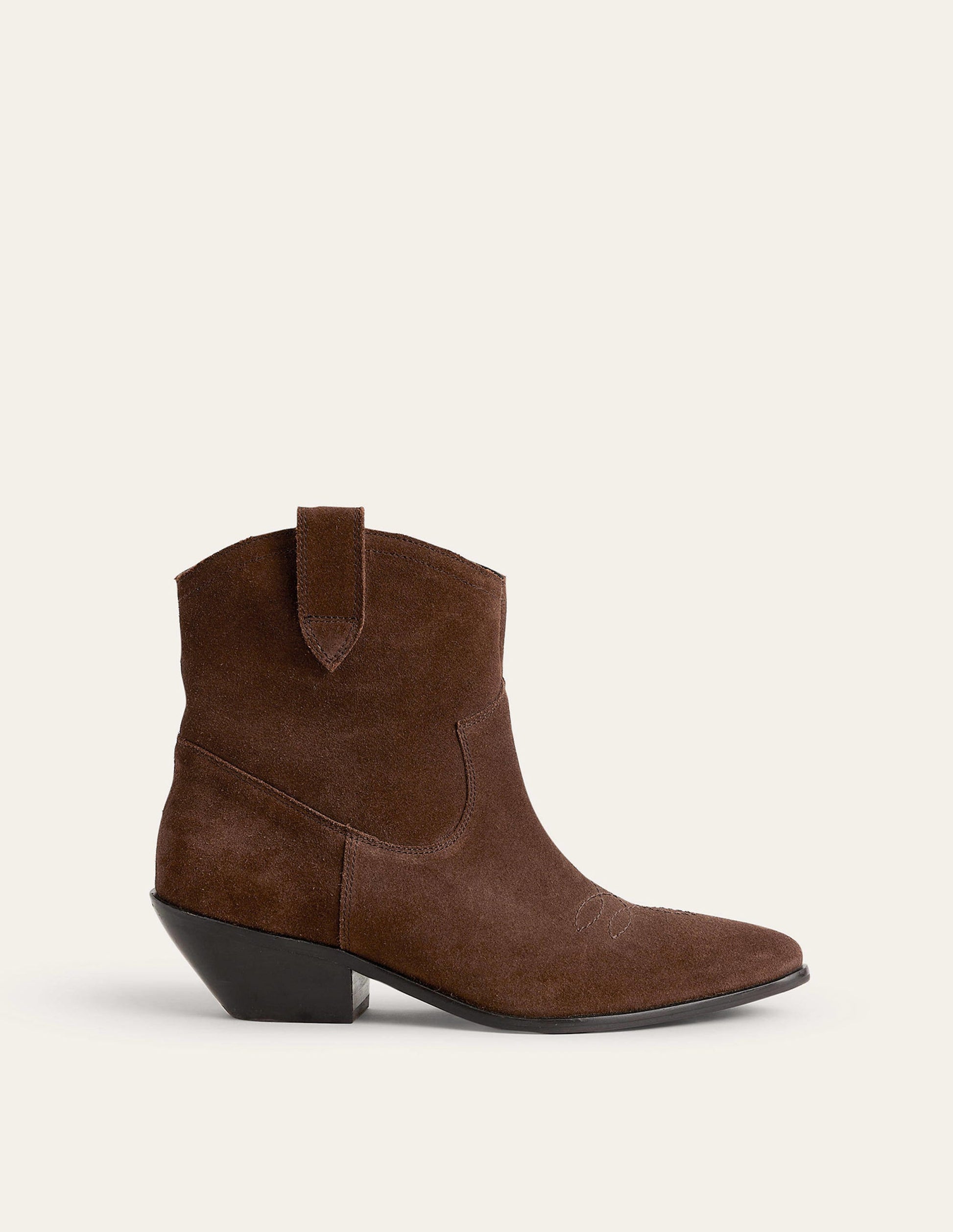 Western-Boots aus Veloursleder mit niedrigem Absatz-Schokoladenbraun Veloursleder-3
