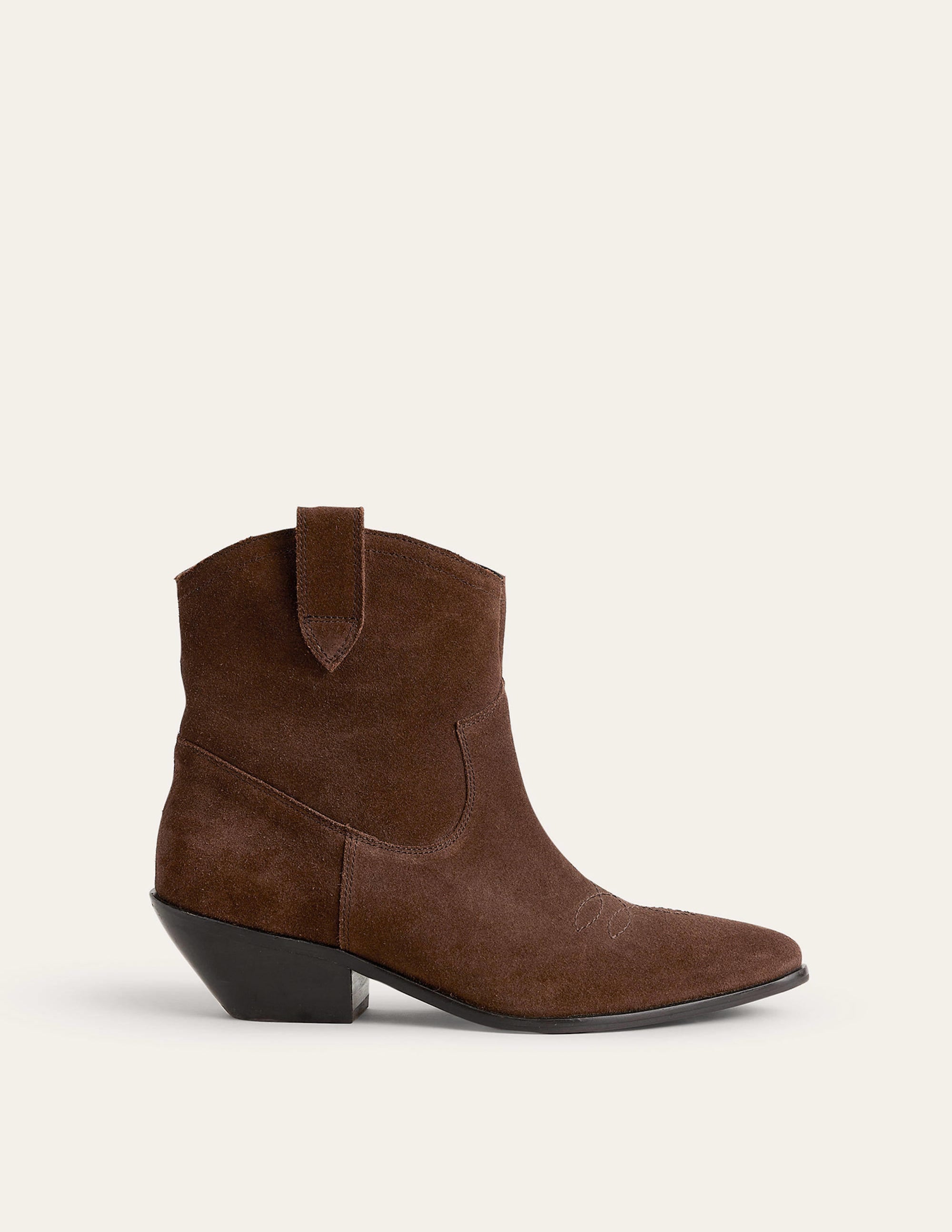 Western-Boots aus Veloursleder mit niedrigem Absatz-Schokoladenbraun Veloursleder - Image 3