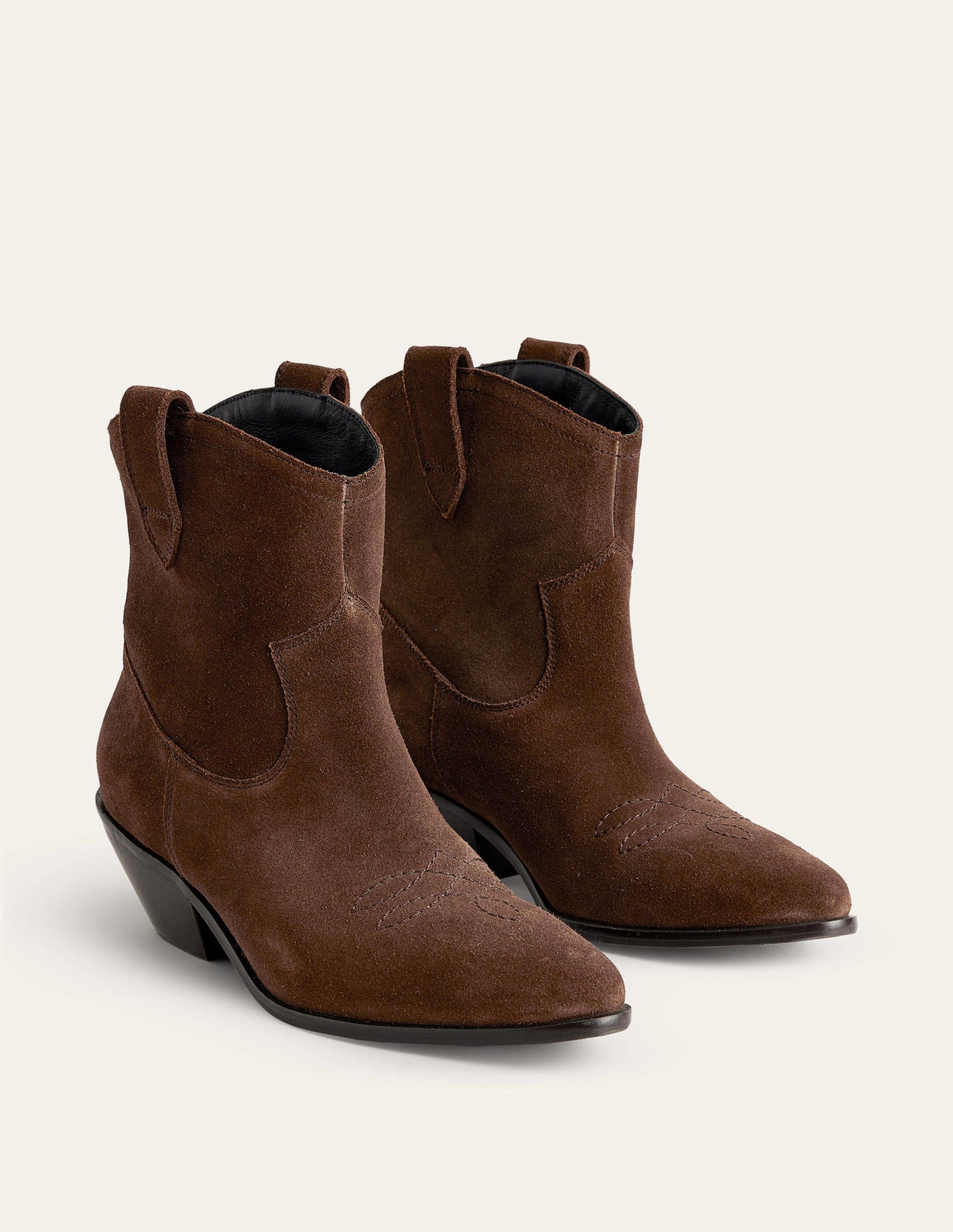 Western-Boots aus Veloursleder mit niedrigem Absatz-Schokoladenbraun Veloursleder-4