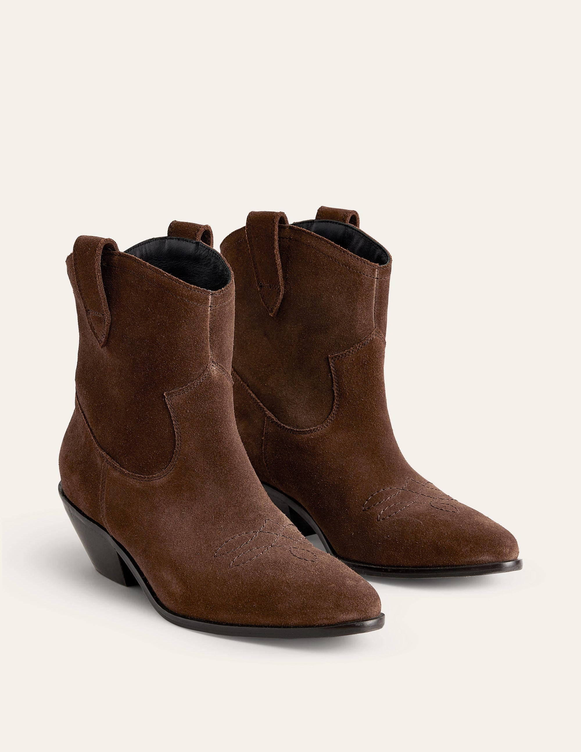 Western-Boots aus Veloursleder mit niedrigem Absatz-Schokoladenbraun Veloursleder - Image 4
