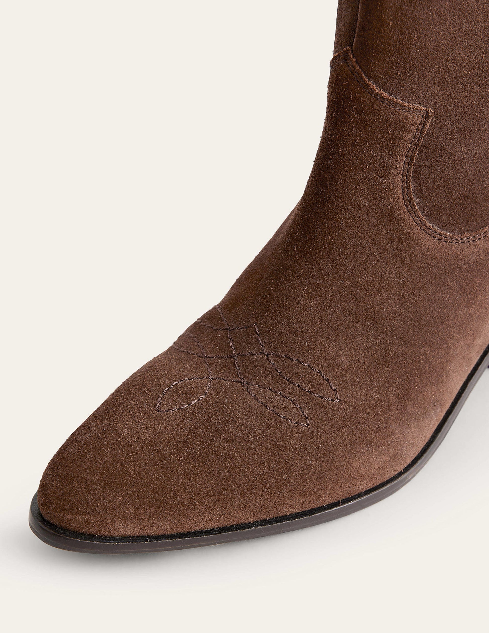 Western-Boots aus Veloursleder mit niedrigem Absatz-Schokoladenbraun Veloursleder-5