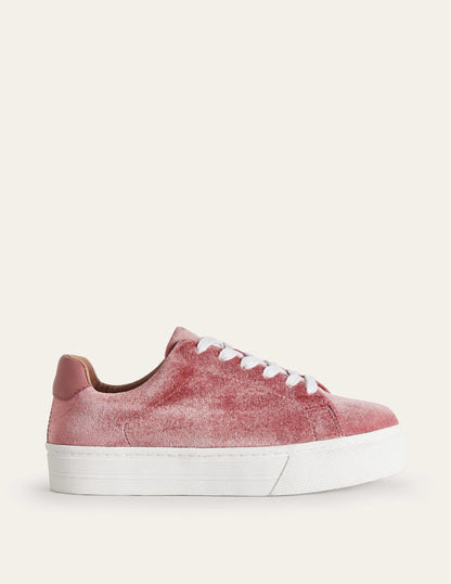 Plateau-Sneaker aus Samt-Graurosa Samt-2