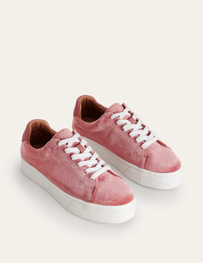 Plateau-Sneaker aus Samt-Graurosa Samt-3