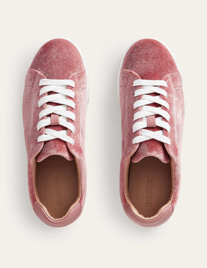 Plateau-Sneaker aus Samt-Graurosa Samt-5
