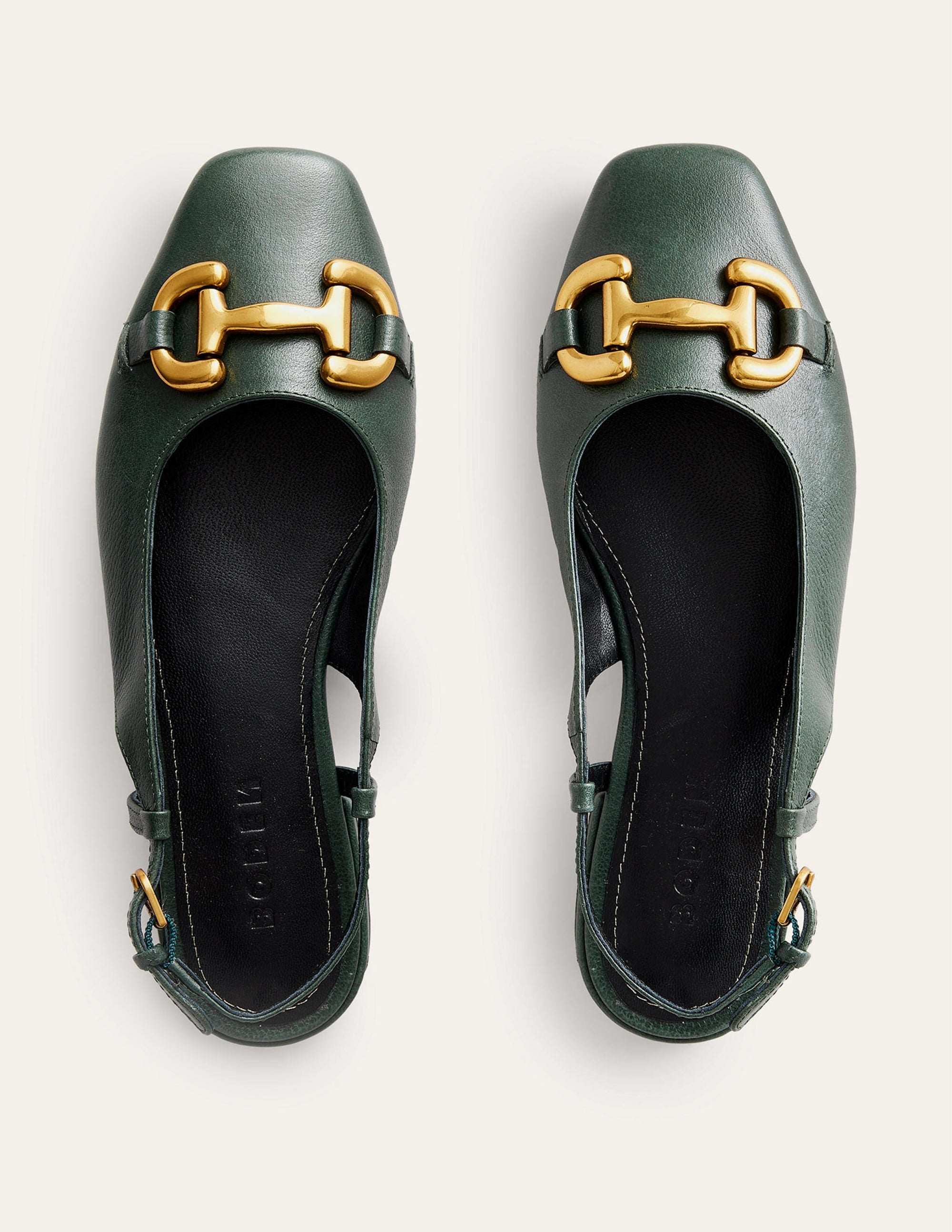 Iris Ballerinas mit Fersenriemen und Trensendetail-Wintergrün Leder - Image 6