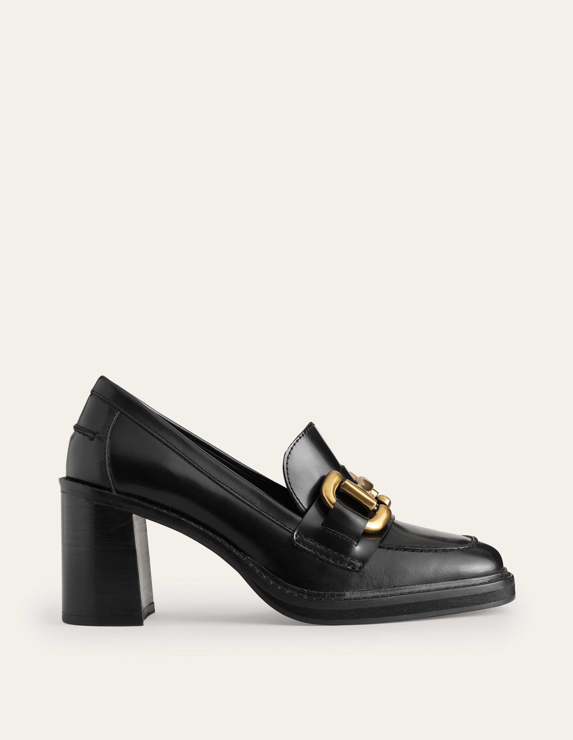 Mocassins à talons Iris avec mors décoratif-Cuir de veau noir - Image 3