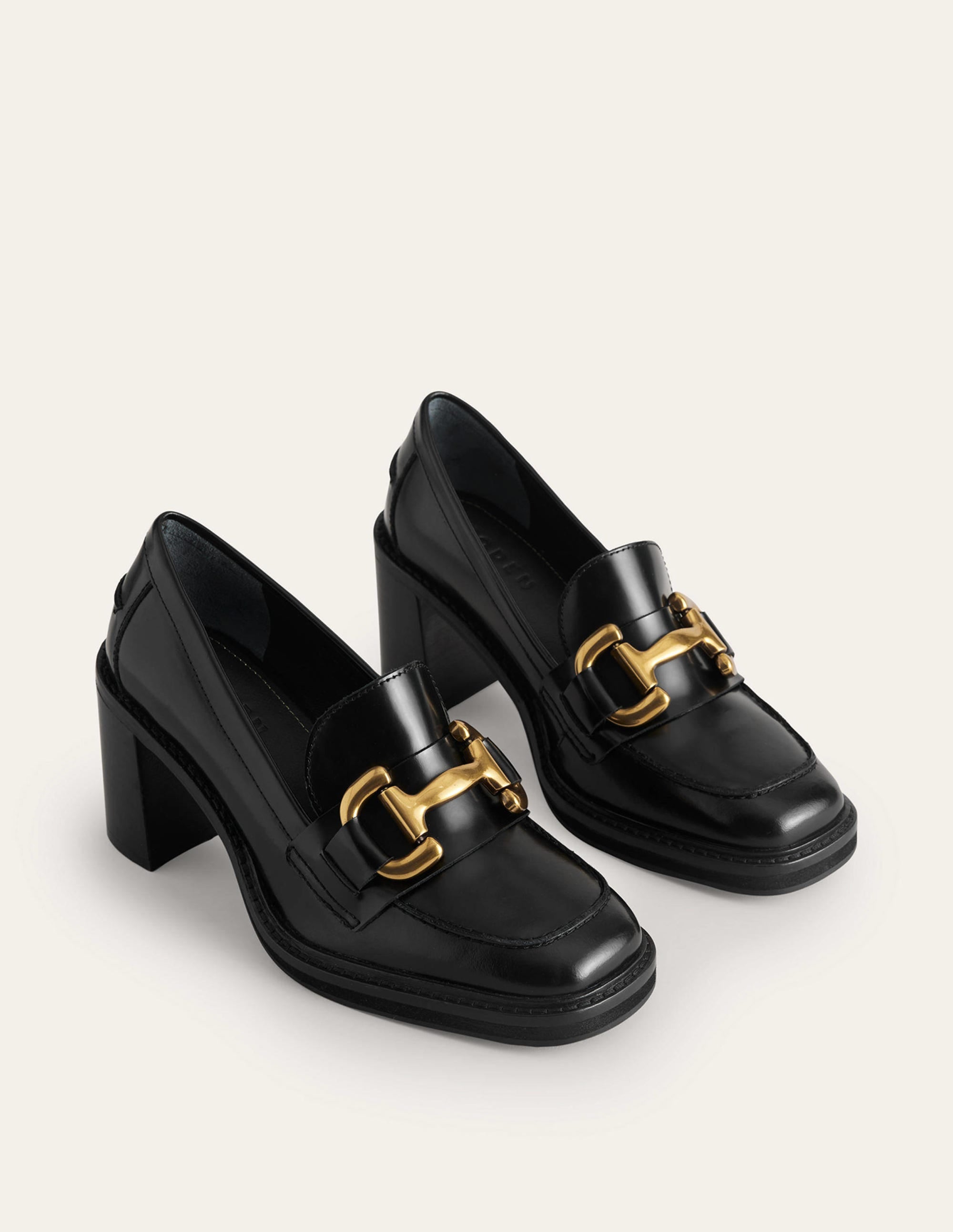 Mocassins à talons Iris avec mors décoratif-Cuir de veau noir - Image 4