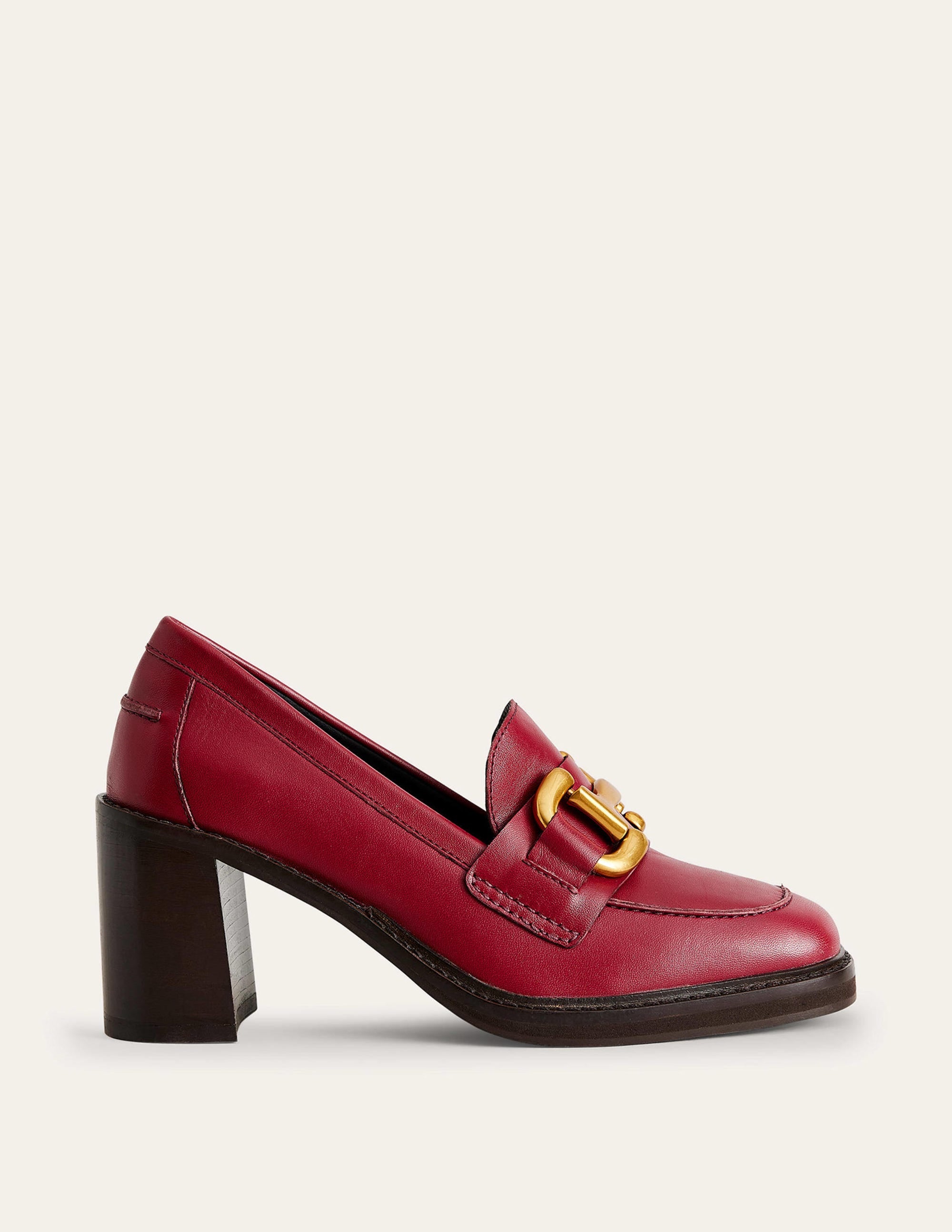 Mocassins à talons Iris avec mors décoratif-Cuir rouge foncé - Image 3