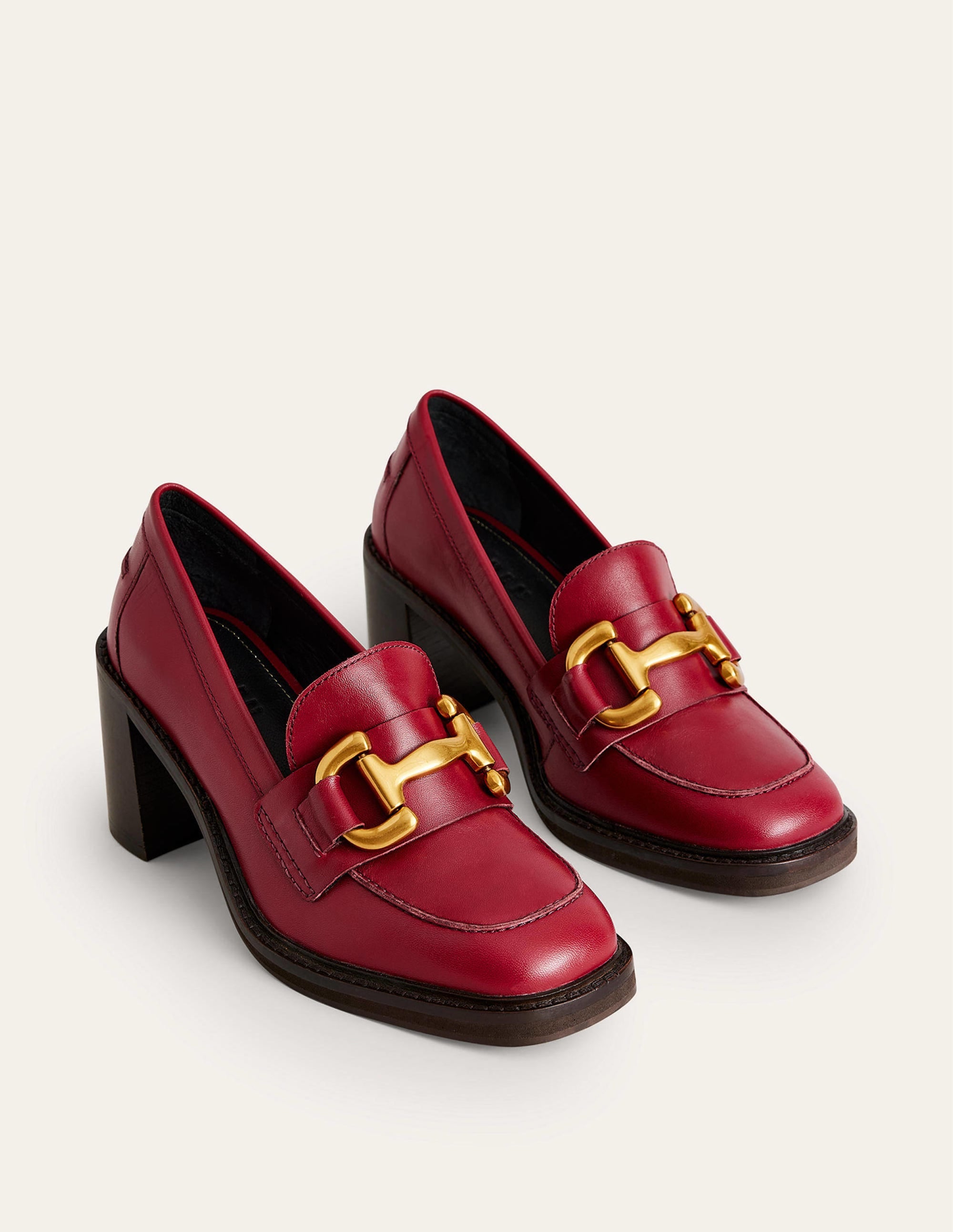 Mocassins à talons Iris avec mors décoratif-Cuir rouge foncé - Image 4