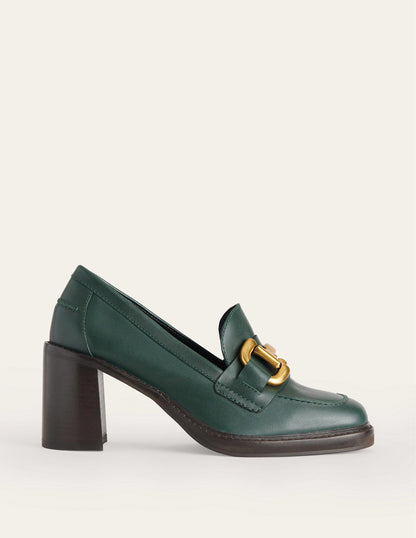 Iris Absatz-Loafer mit Trensendetail-Dunkelgrünes Leder-2