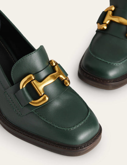 Iris Absatz-Loafer mit Trensendetail-Dunkelgrünes Leder-4