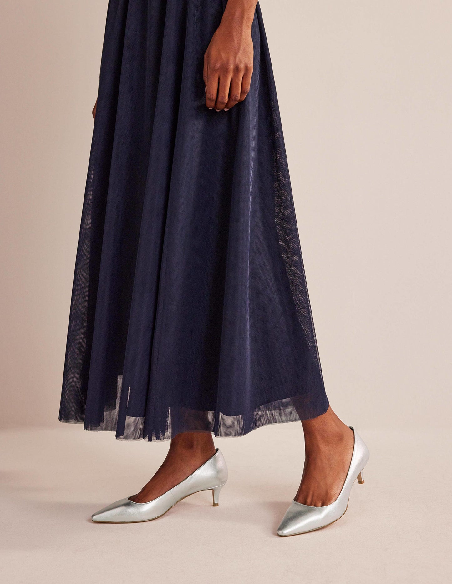Lara Pumps mit niedrigem Absatz-Silber Nappaleder
