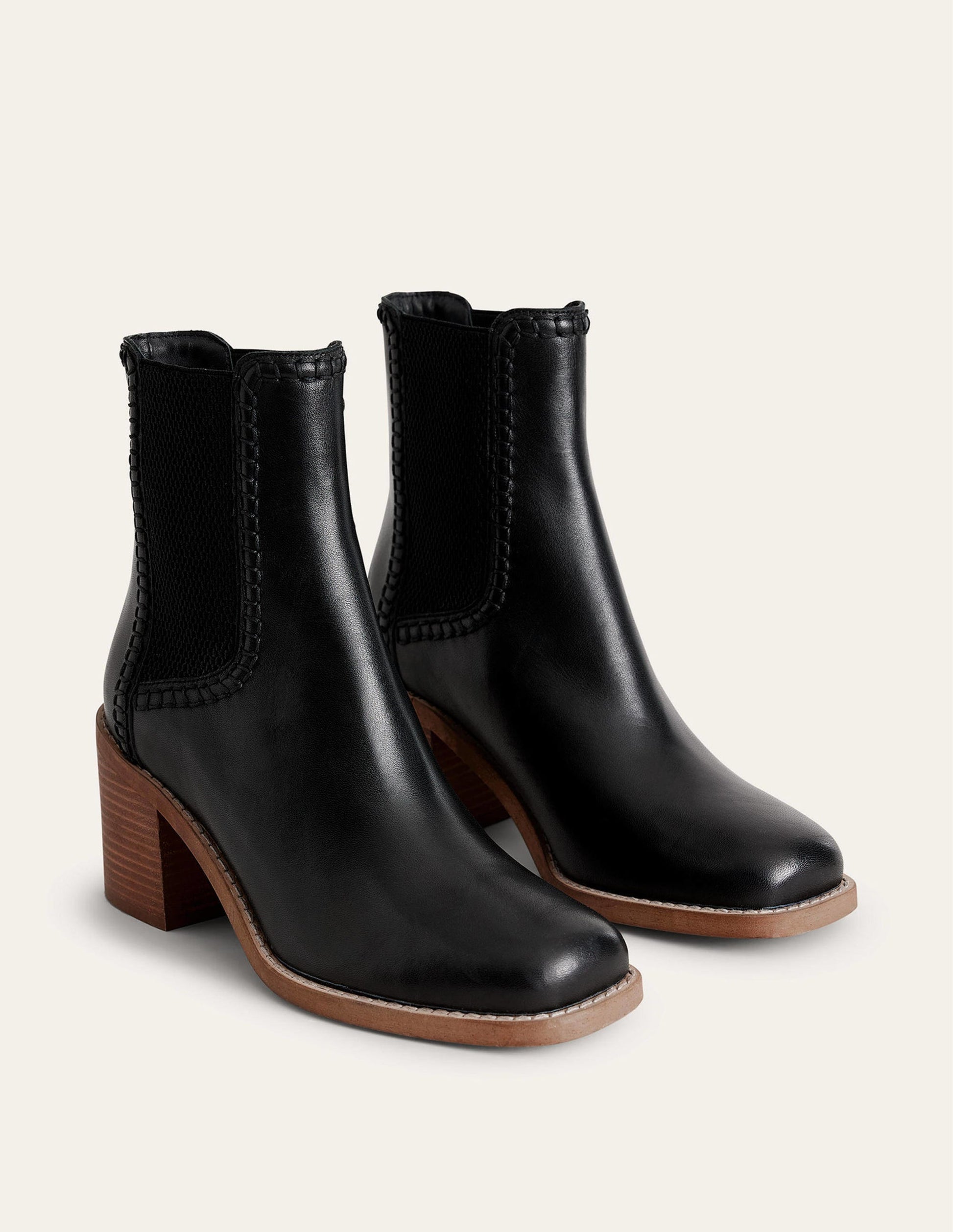 Bottines Chelsea à talons carrés-Noir-3