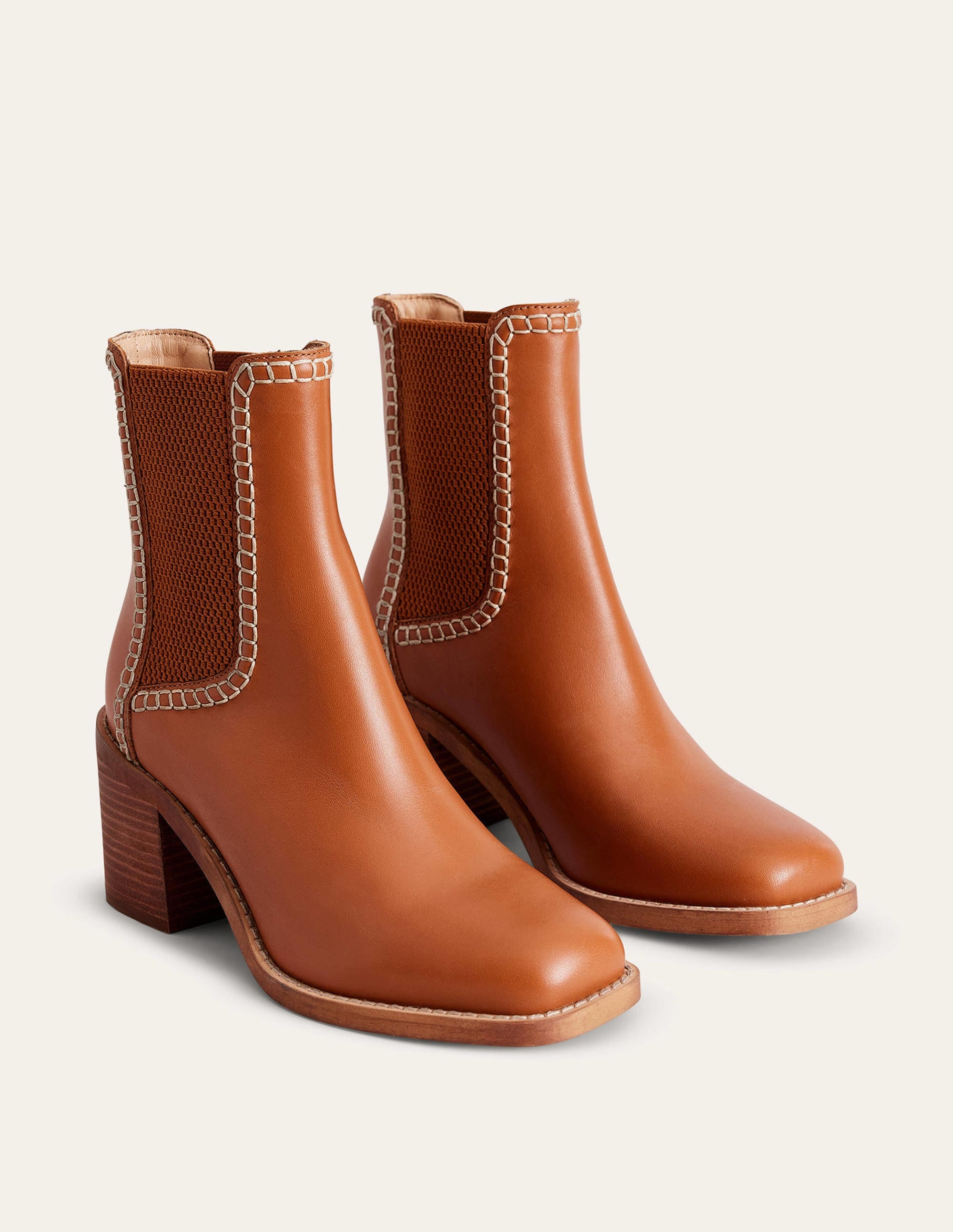 Bottines Chelsea à talons carrés-Miel - Image 3