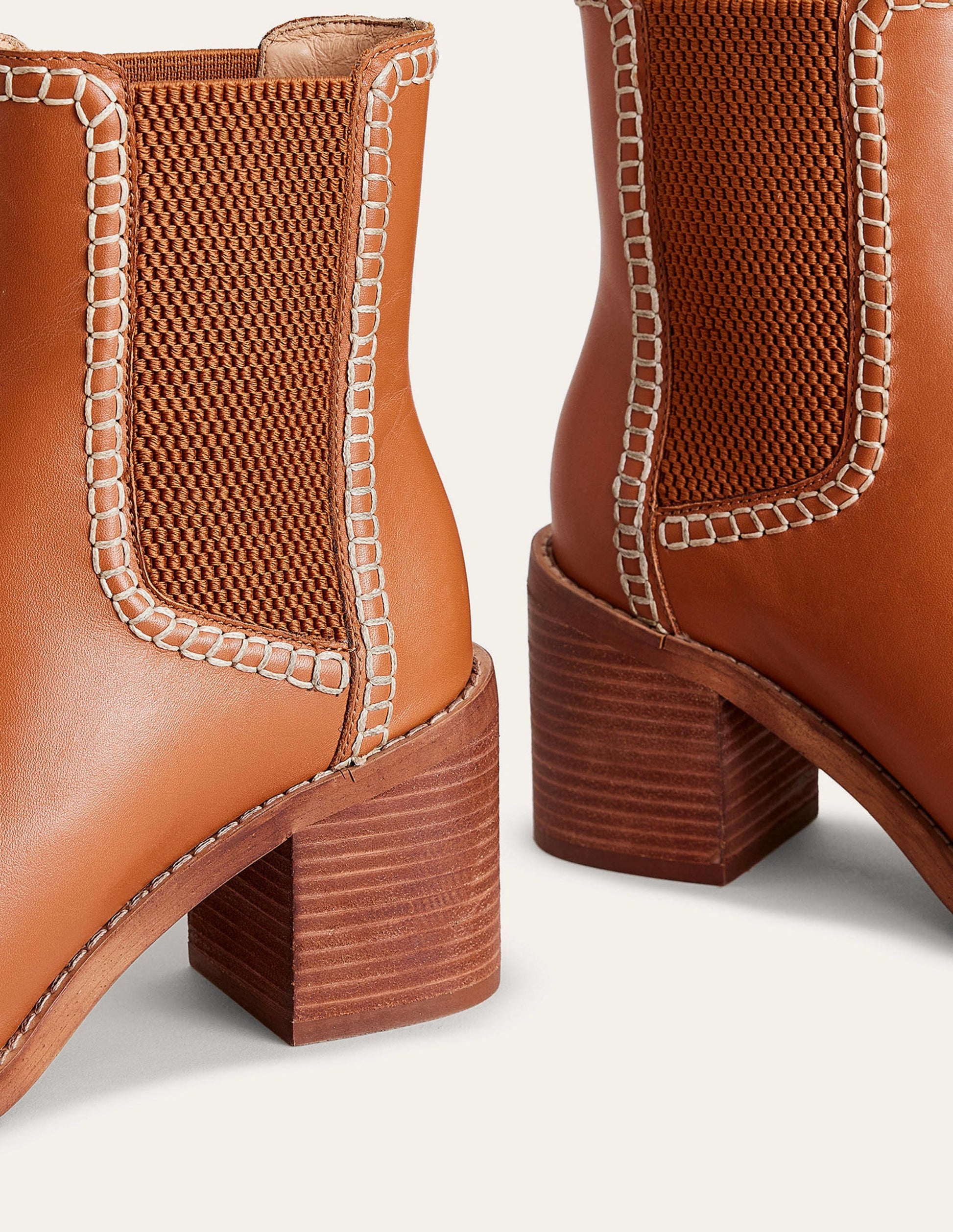 Bottines Chelsea à talons carrés-Miel-4