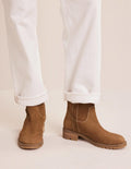 Western-Boots aus Wildleder-Hellbraun Veloursleder