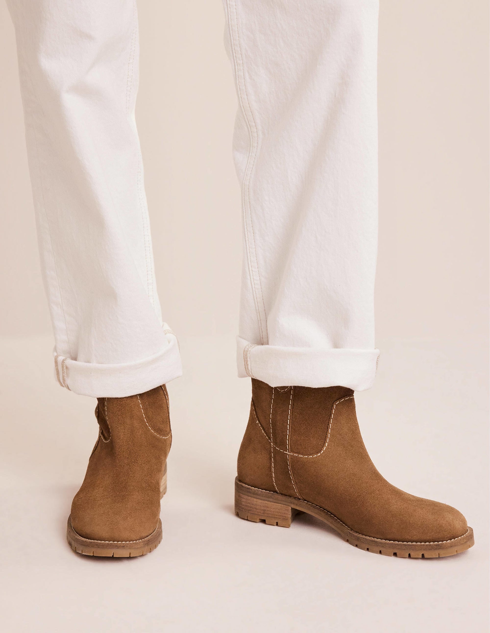 Western-Boots aus Wildleder-Hellbraun Veloursleder - Image 1