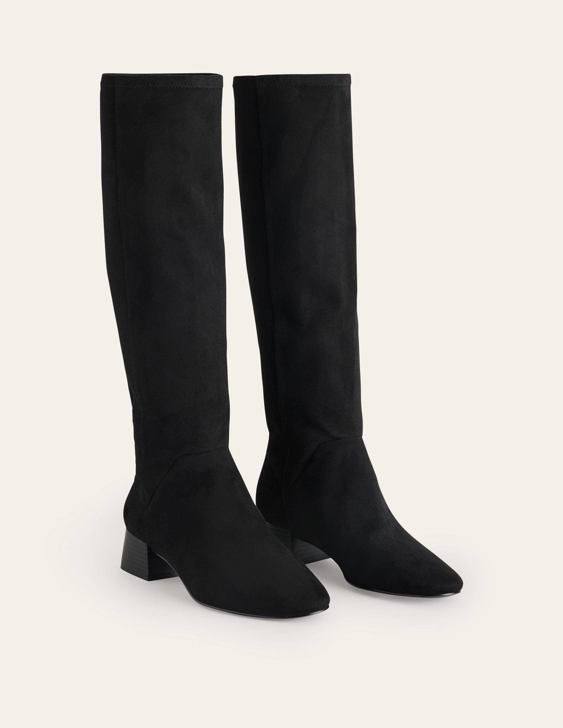 Kniehohe Stretchstiefel mit flacher Sohle-Schwarz-3