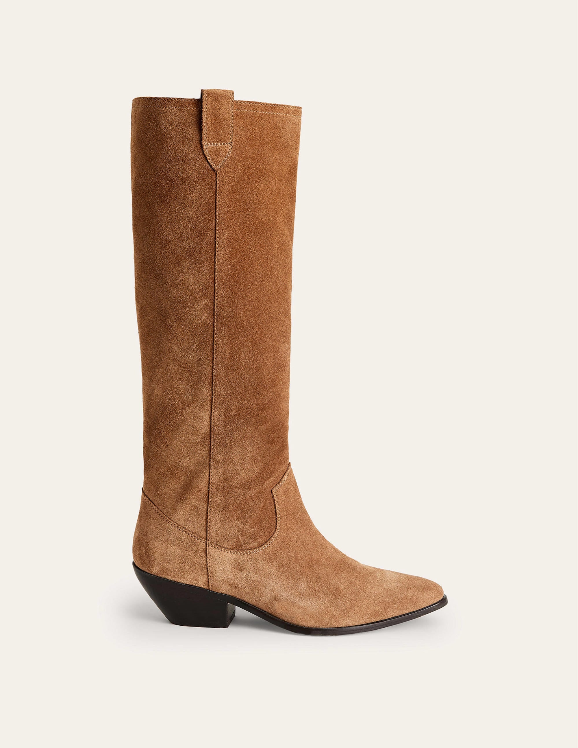 Bottes Western hauteur genou-Daim fauve rouillé - Image 1