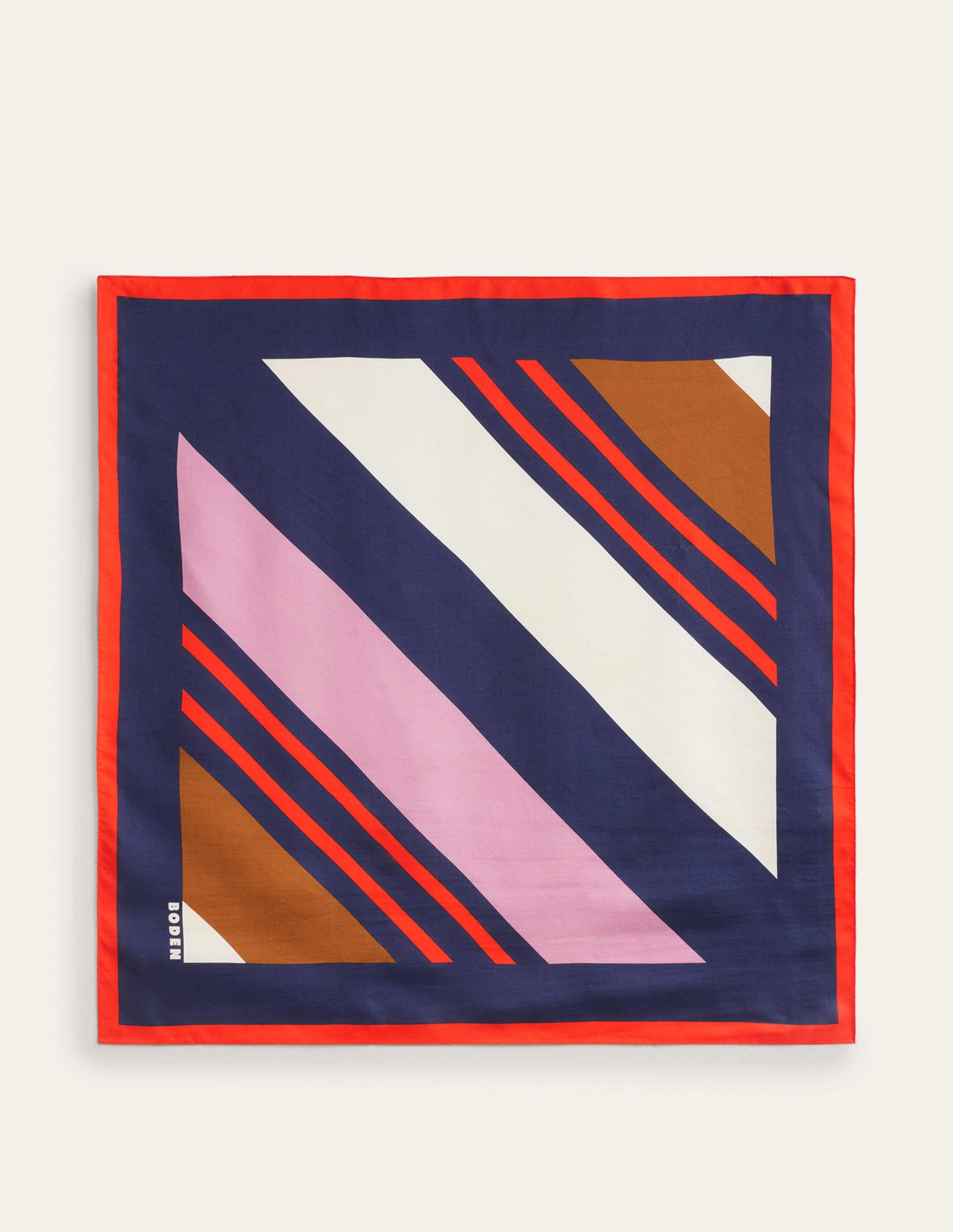 Elisabeth Quadratischer Seidenschal-Bunt Gestreift - Image 4