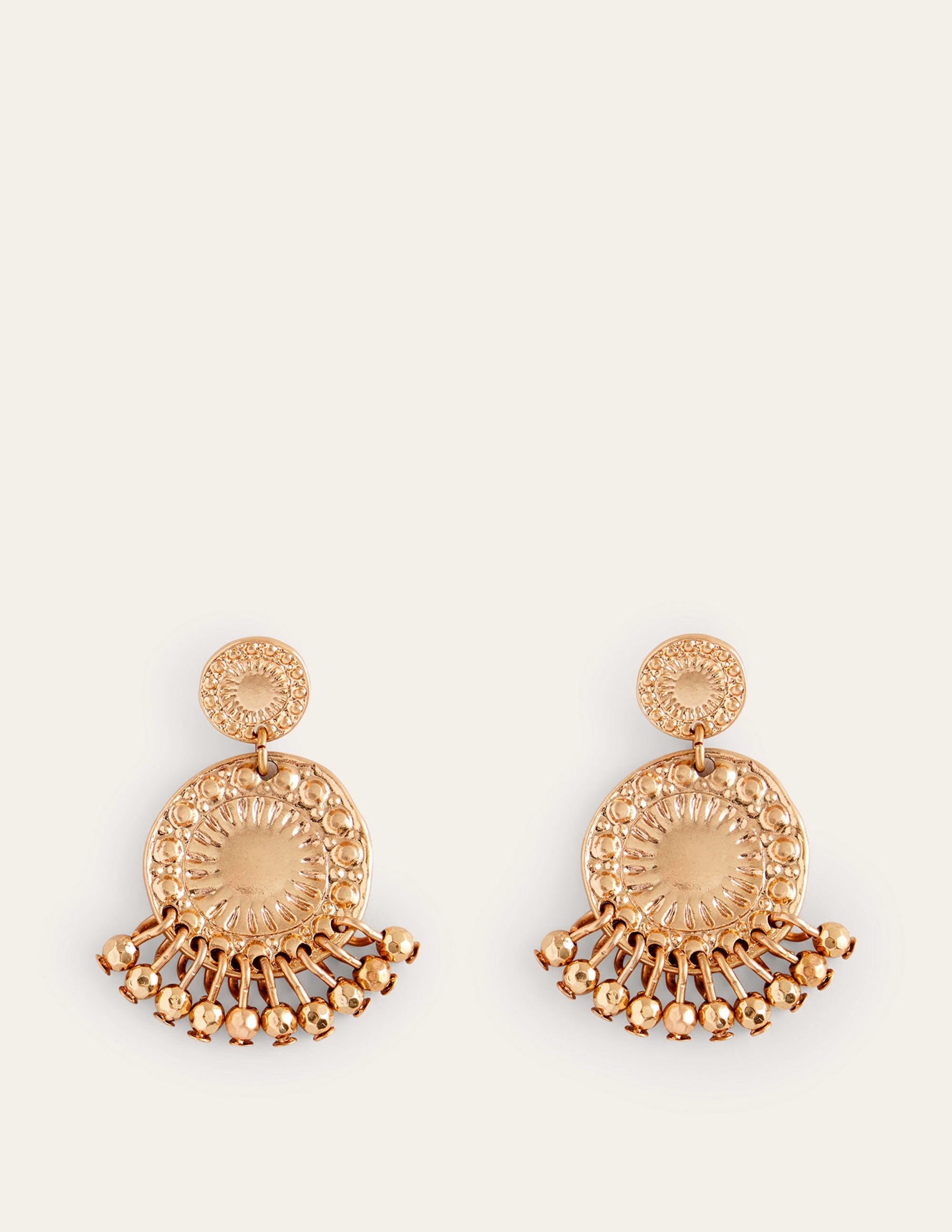 Boucles d'oreilles pièces avec perles-Doré - Image 2
