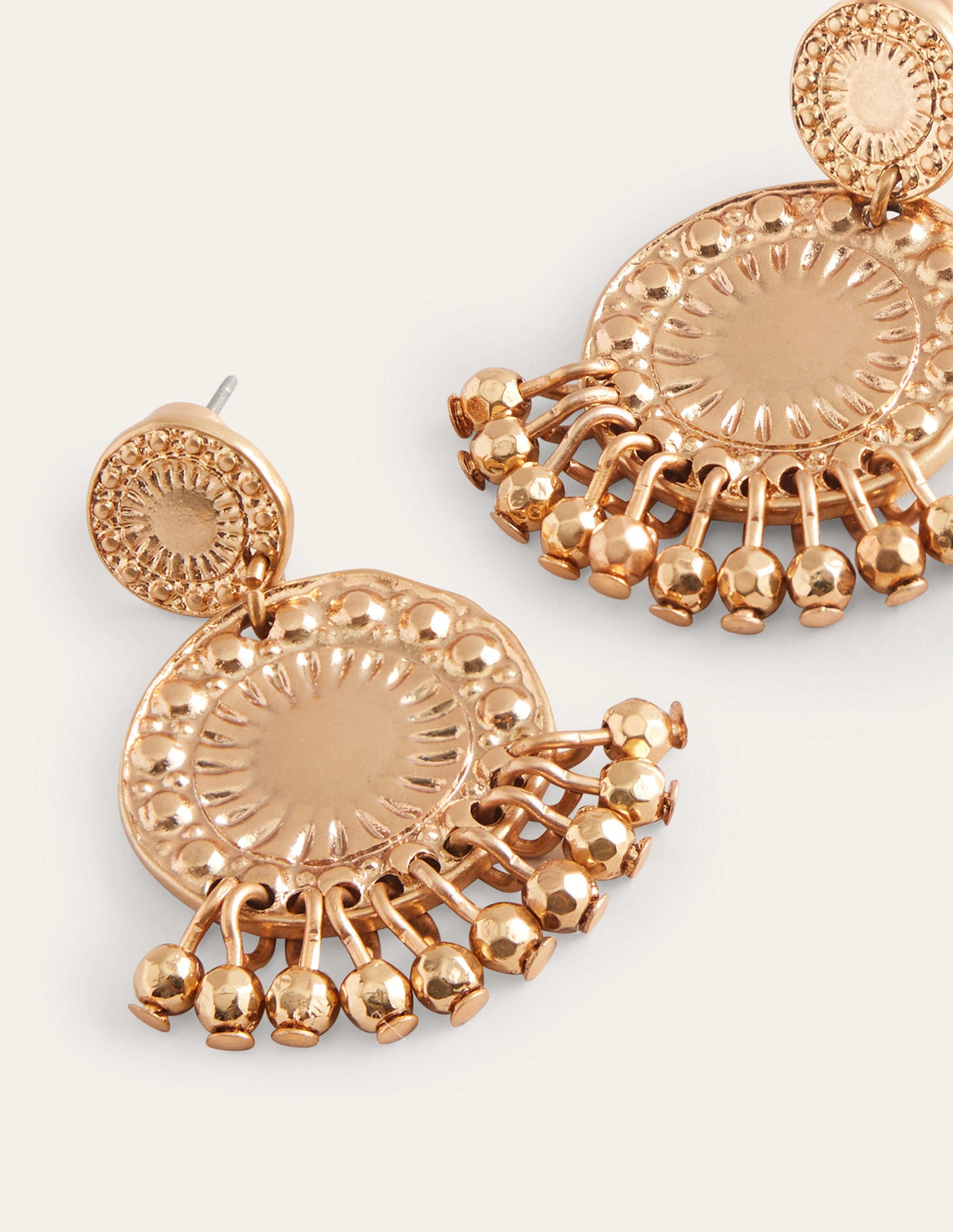 Boucles d'oreilles pièces avec perles-Doré - Image 3