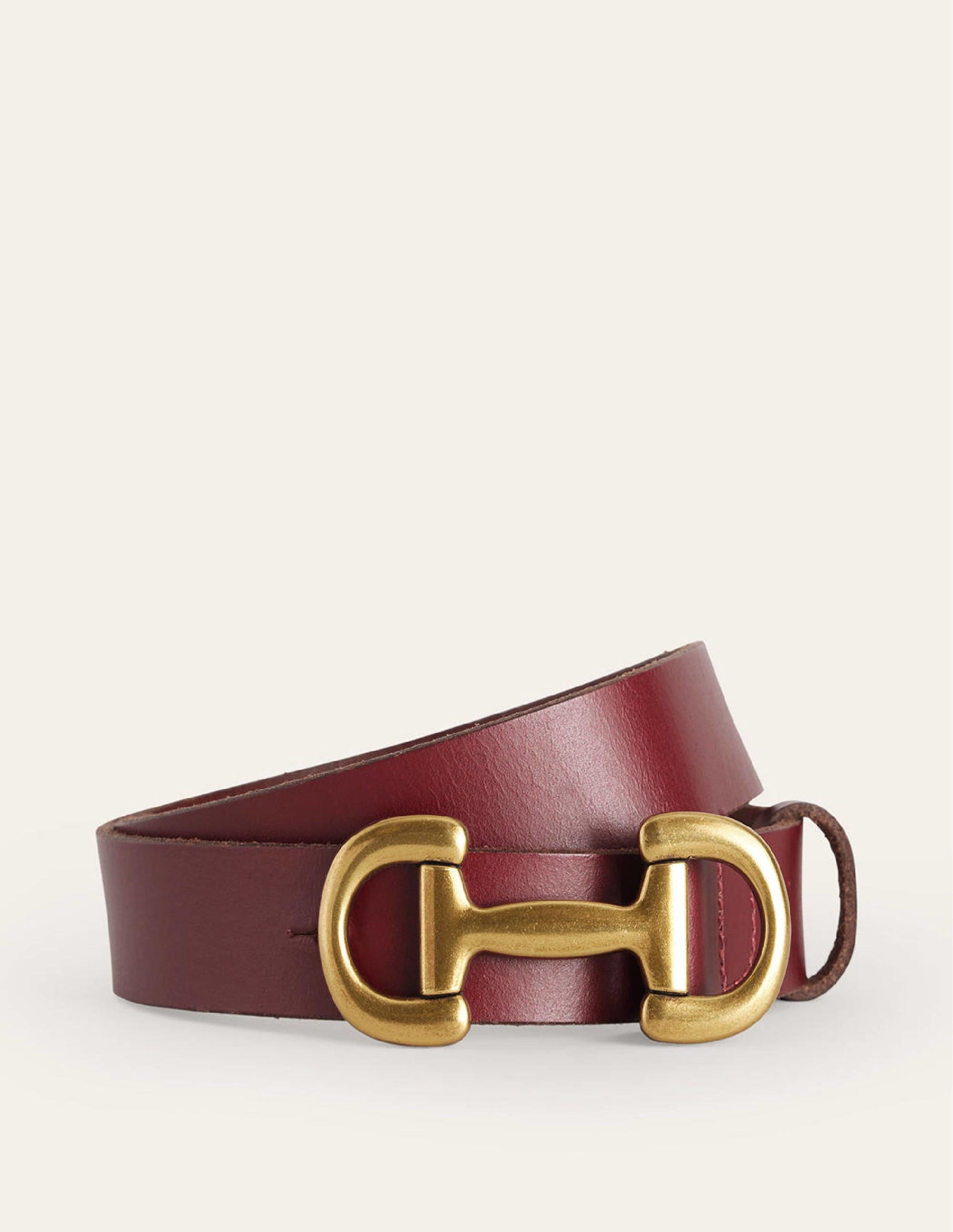 Ceinture Iris à mors en cuir-Rouge foncé-2