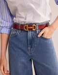 Ceinture Iris à mors en cuir-Rouge foncé