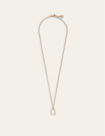 Layering Charm Necklace-Wishbone