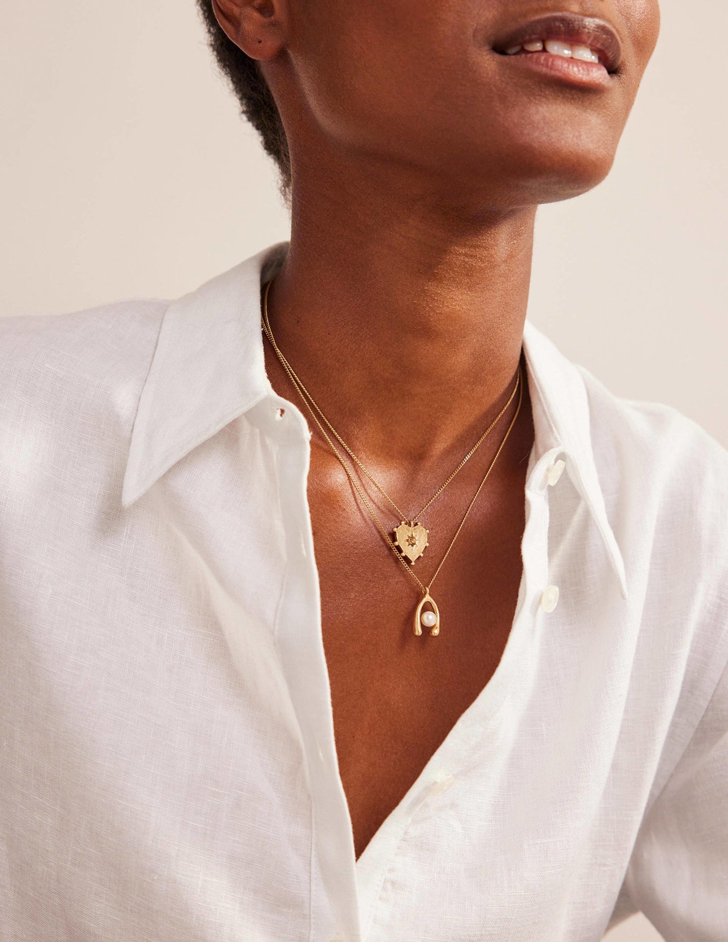 Layering Charm Necklace-Wishbone