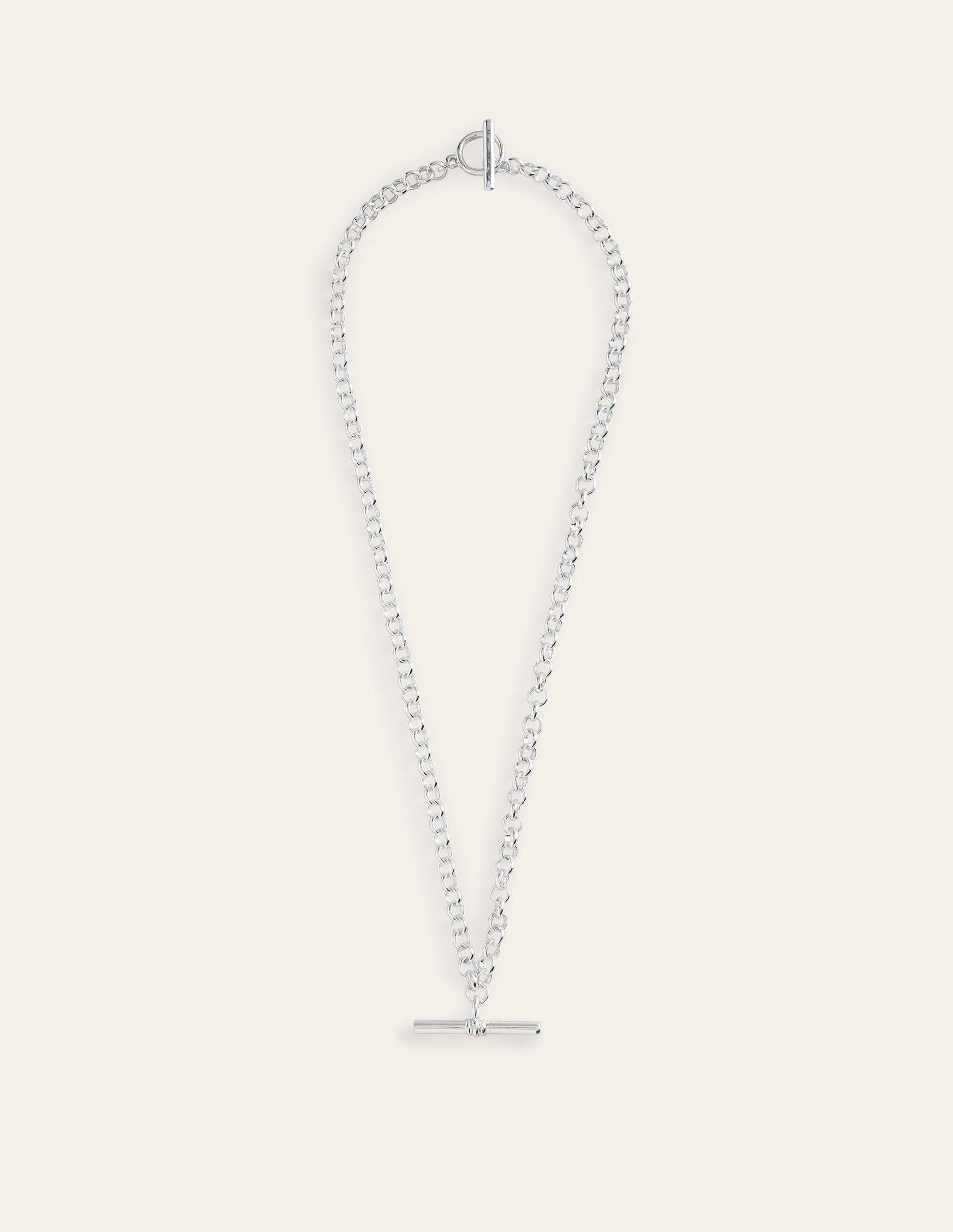 T-bar Chain Necklace-Silver-2