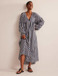 Sarah Maxi Kaftan Dress-Blue and Ivory Stripe