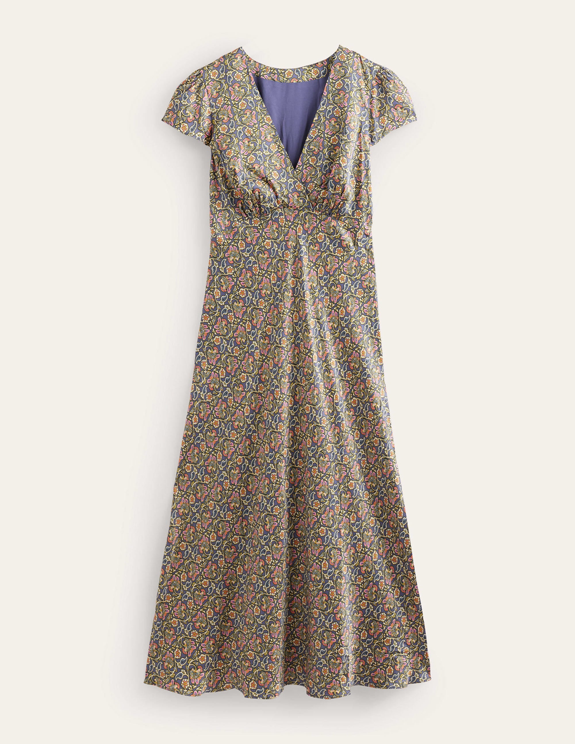 Empire-Midikleid aus Satin-Nachtschattenblau - Image 5
