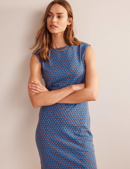 Ärmelloses Jersey-Etuikleid-Ägäisches Blau, Tulip Blush-4