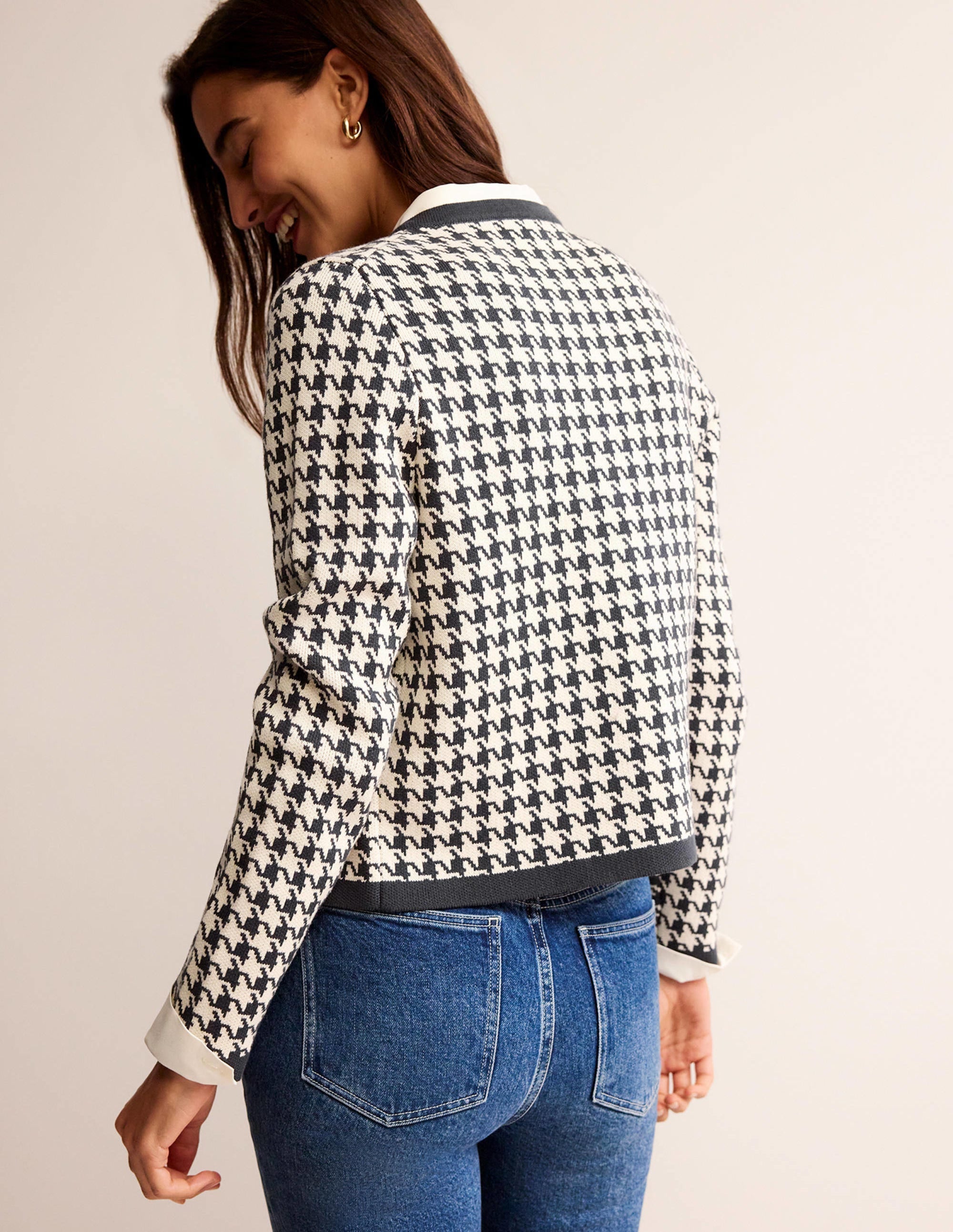 Midi-Hemdblusenkleid ohne Kragen-Marokkoblau, Geometrisches Muster - Image 2
