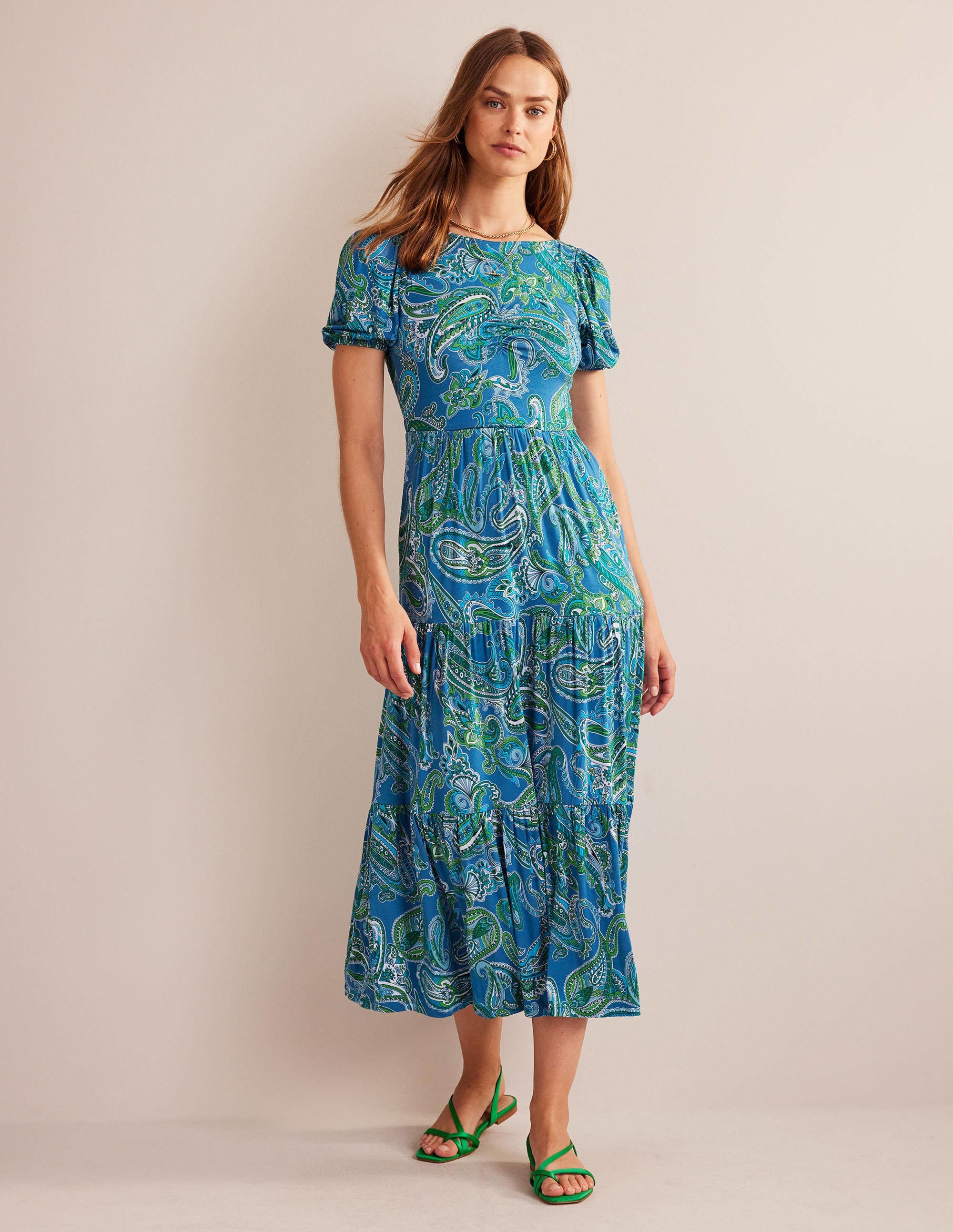 Gestuftes Maxikleid mit offenem Rücken-Ägäisches Blau, Paradise Pop - Image 5