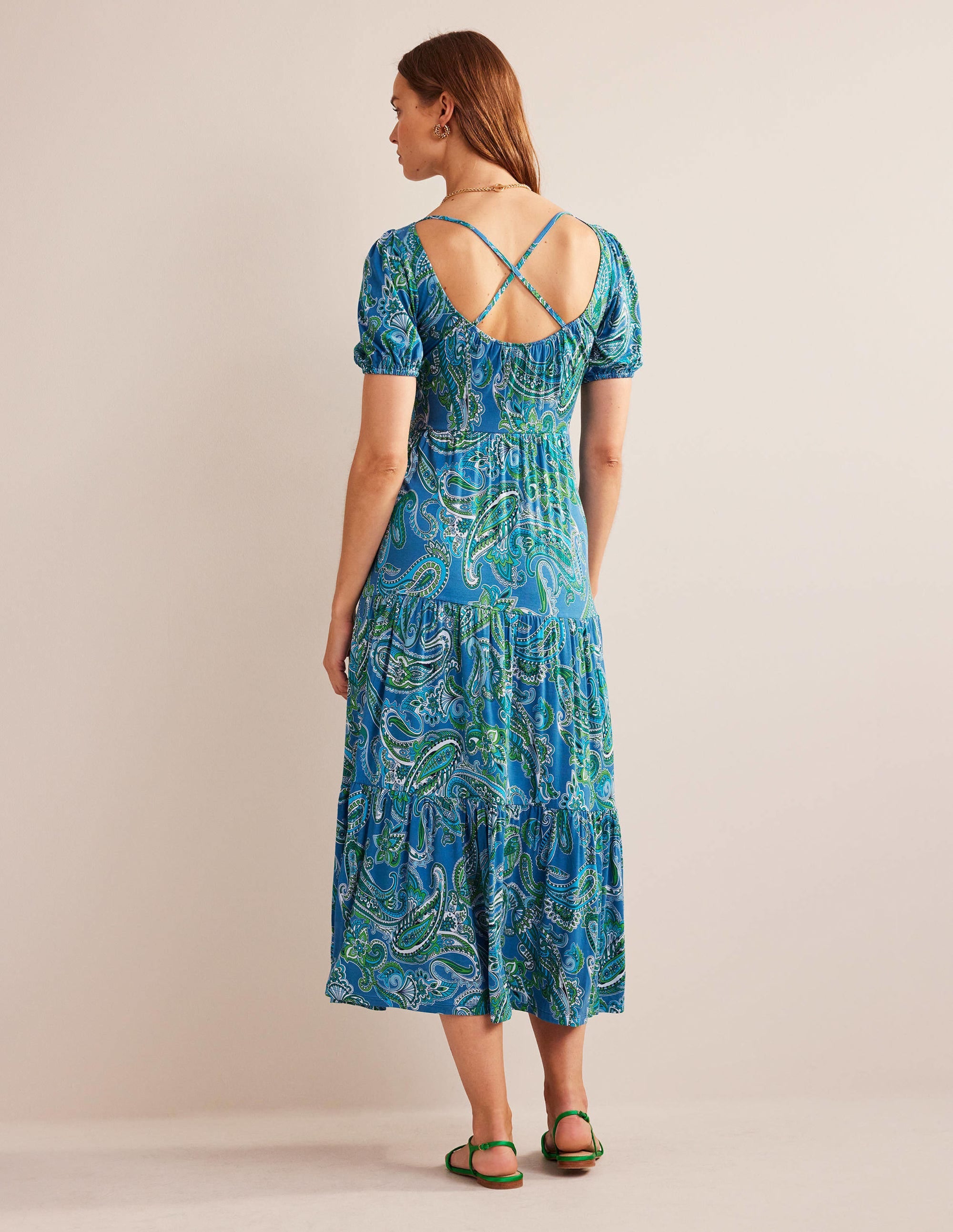 Gestuftes Maxikleid mit offenem Rücken-Ägäisches Blau, Paradise Pop - Image 6