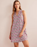 Jersey-Kleid mit Keilausschnitt-Gin Fizz, Sonnenblumenzweig