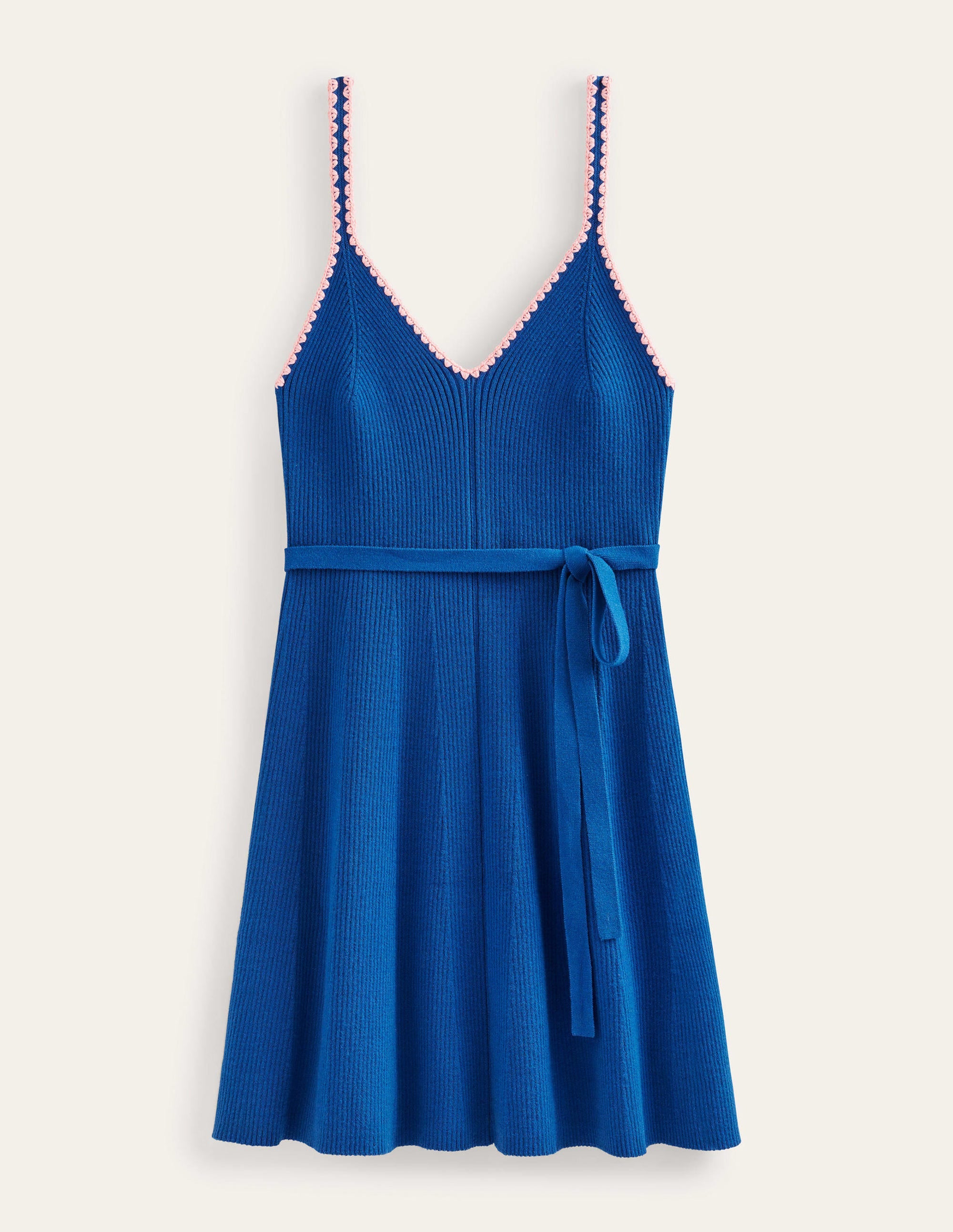 Robe côtelée à bordure crochetée-Saphir - Image 7